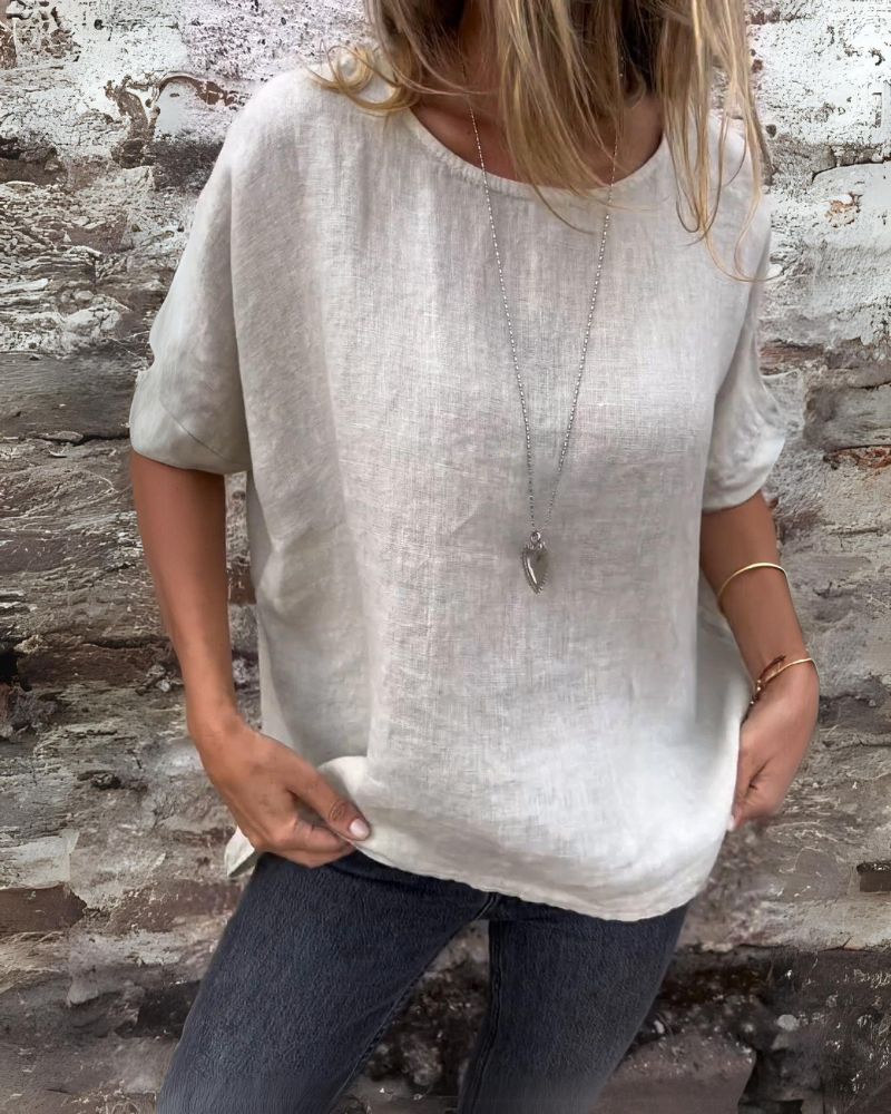 Lentivo™️| Ronde Hals Katoen En Linnen T-Shirt