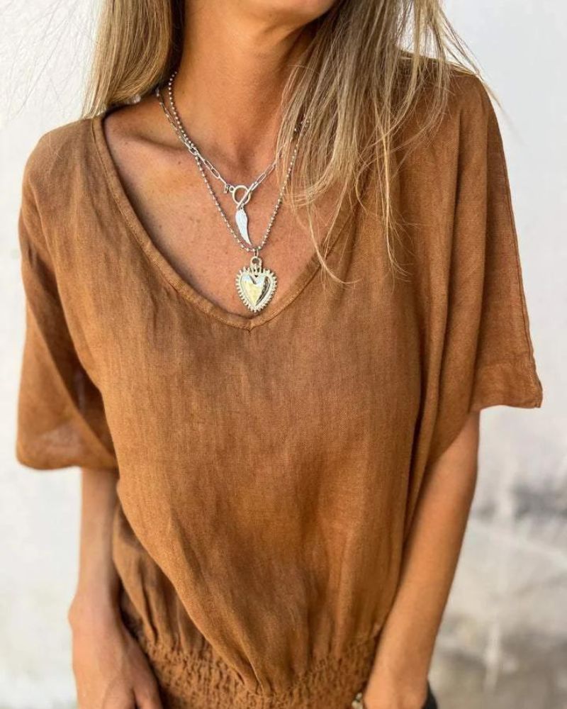 Lentivo™️|  Comfortabele Taille T-shirt met V-hals
