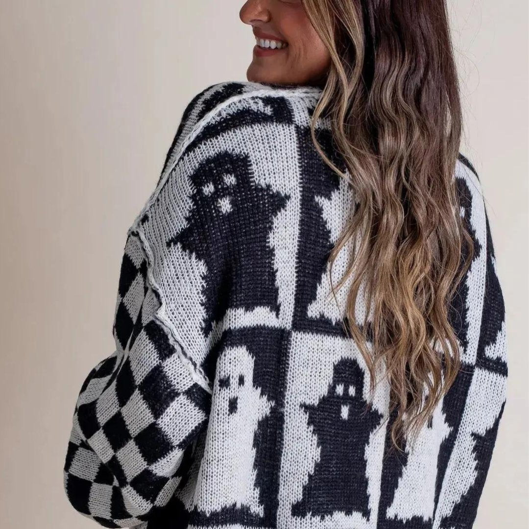 Comfy Sweater Met Halloween Print