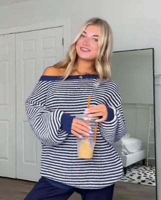 Striped Casual Dames Sweater